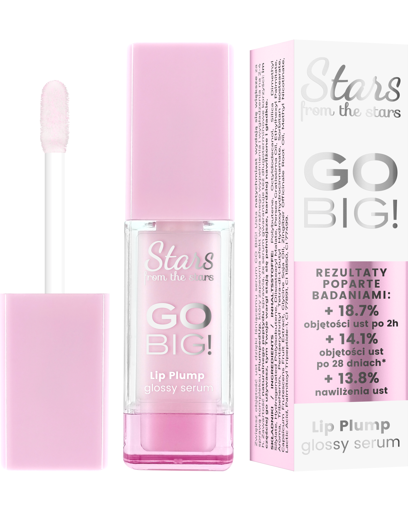 Stars from the stars GO BIG! błyszczyk serum powiększające usta 01 soft pink, 8 g