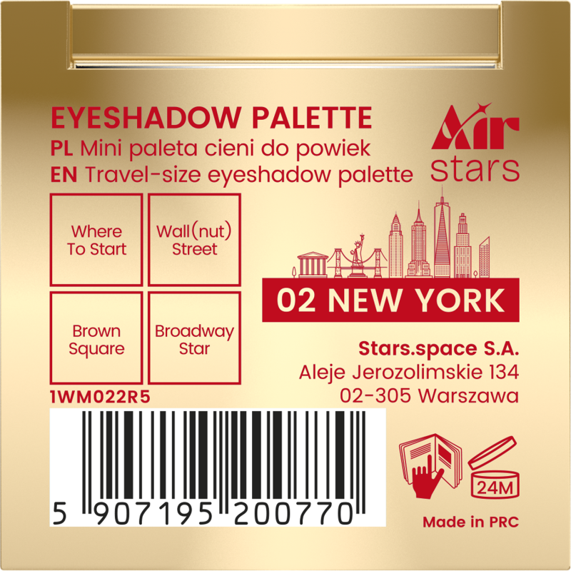 Stars from the stars AIR STARS mini paleta cieni do powiek 02 New York, 3,5 g