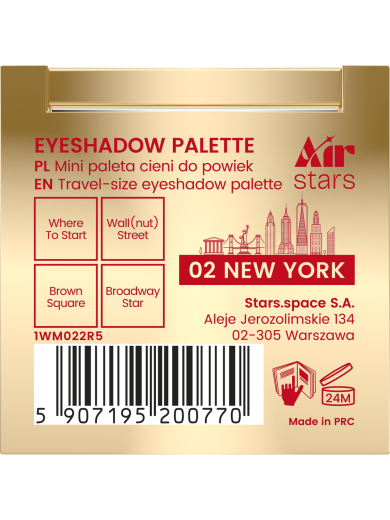 Stars from the stars AIR STARS mini paleta cieni do powiek 02 New York, 3,5 g
