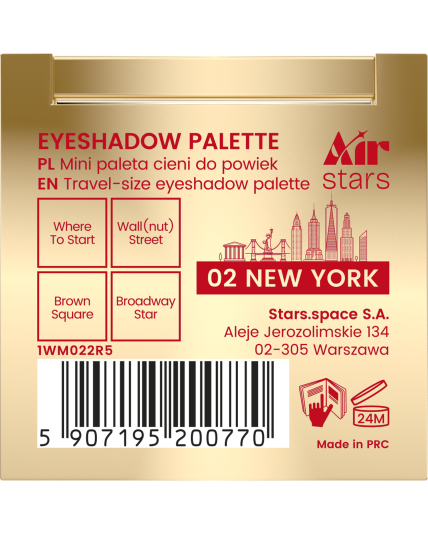 Stars from the stars AIR STARS mini paleta cieni do powiek 02 New York, 3,5 g