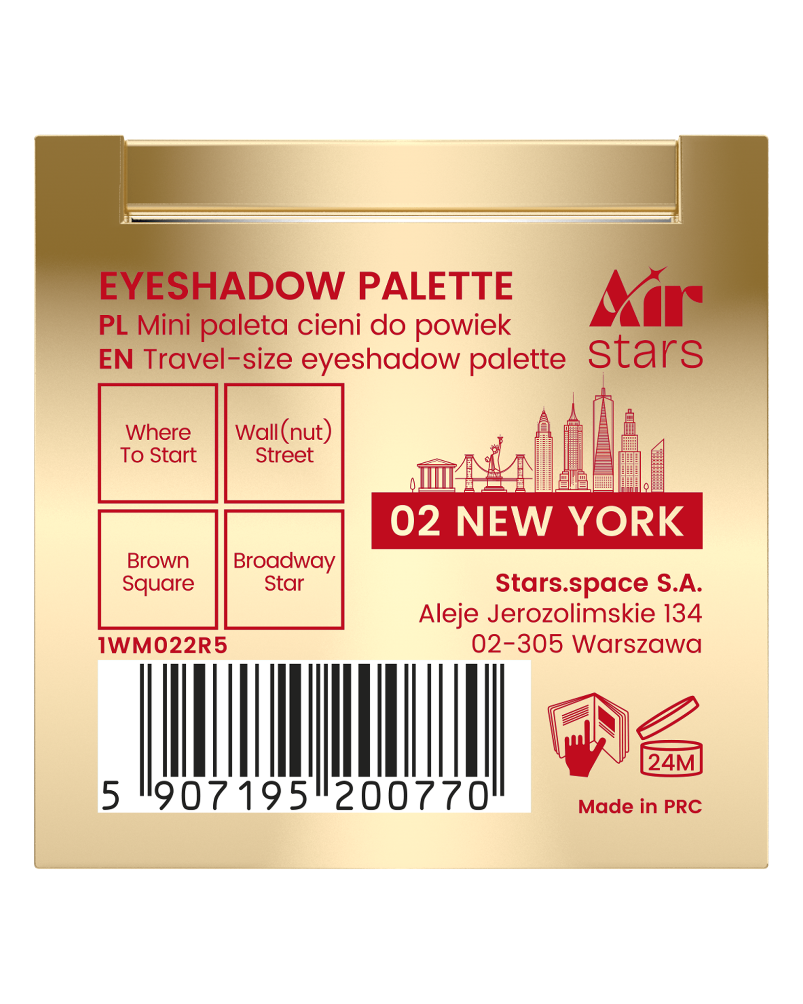 Stars from the stars AIR STARS mini paleta cieni do powiek 02 New York, 3,5 g