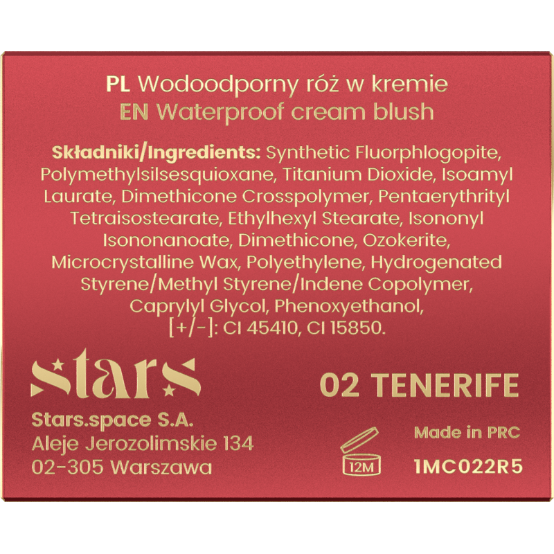 Stars from the stars AIR STARS wodoodporny róż w kremie 02 Tenerife, 4,5 g