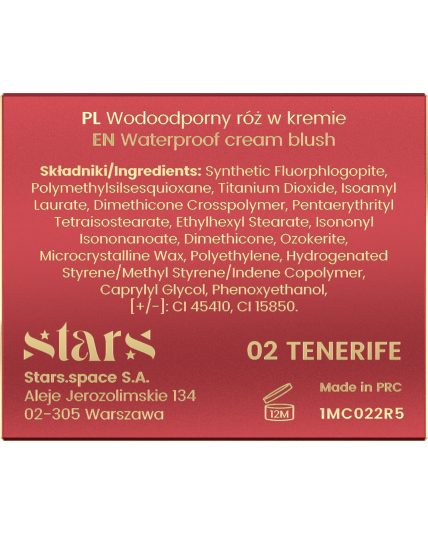 Stars from the stars AIR STARS wodoodporny róż w kremie 02 Tenerife, 4,5 g