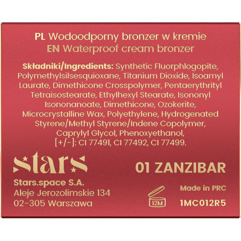 Stars from the stars AIR STARS wodoodporny bronzer w kremie 01 Zanzibar, 4,5 g