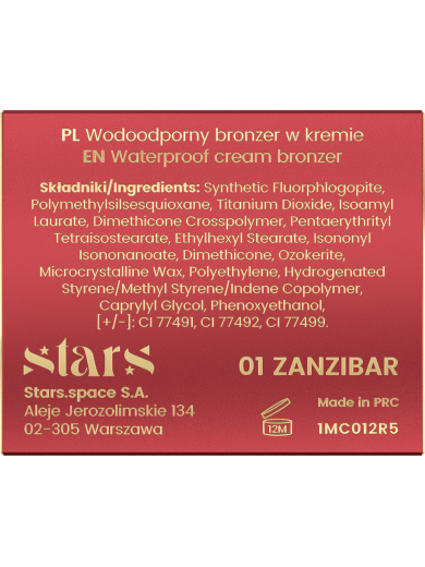 Stars from the stars AIR STARS wodoodporny bronzer w kremie 01 Zanzibar, 4,5 g