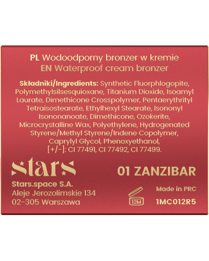 Stars from the stars AIR STARS wodoodporny bronzer w kremie 01 Zanzibar, 4,5 g