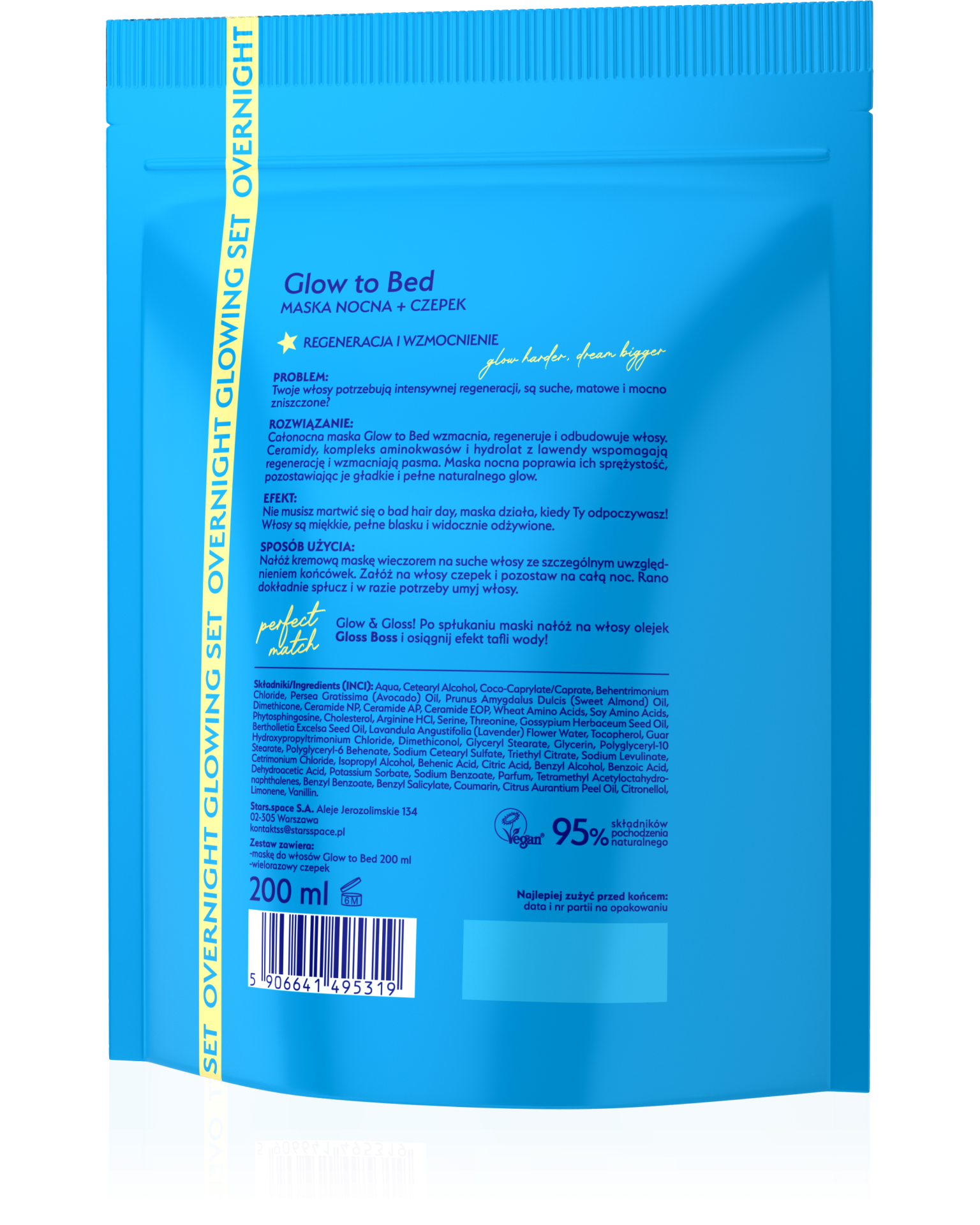 Stars Maska nocna z czepkiem GLOW TO BED 200 ml