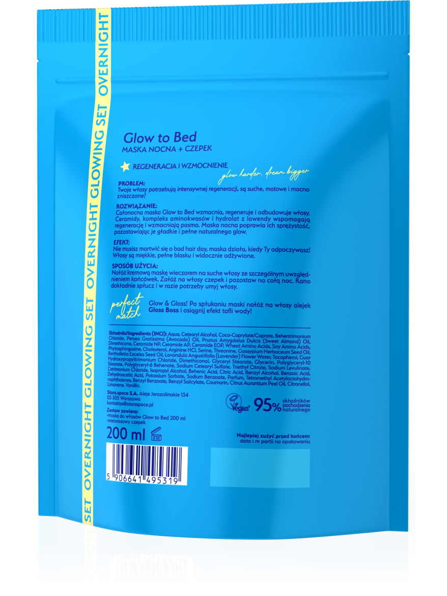 Stars Maska nocna z czepkiem GLOW TO BED 200 ml