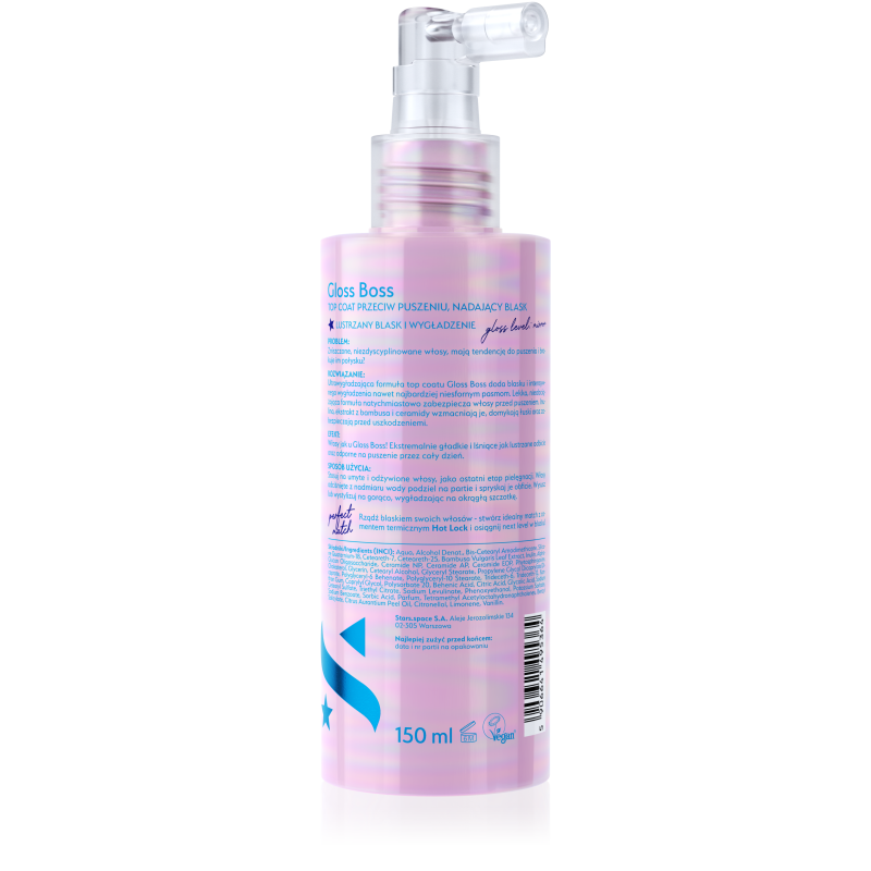 Stars Top coat przeciw puszeniu, nadający olśniewający blask GLOSS BOSS 150 ml