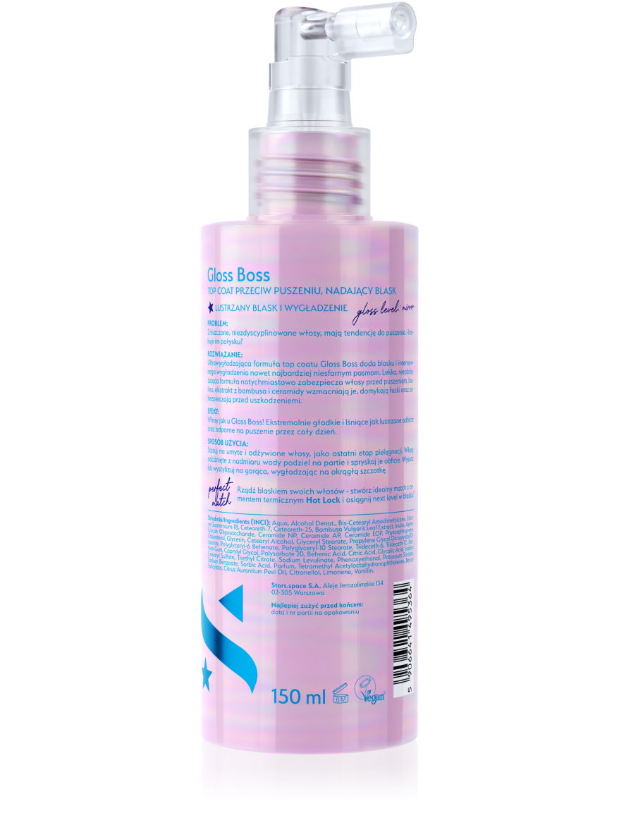 Stars Top coat przeciw puszeniu, nadający olśniewający blask GLOSS BOSS 150 ml