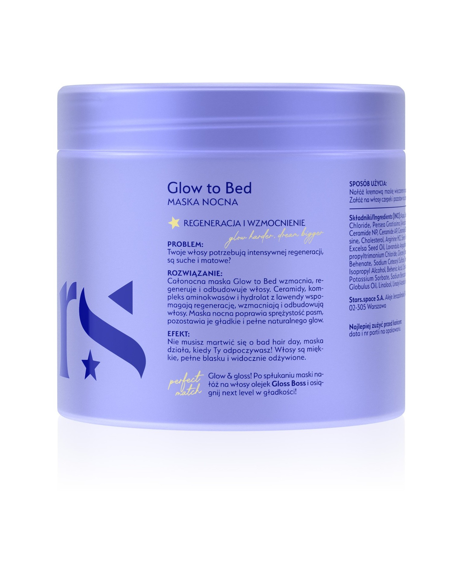 Stars Maska nocna z czepkiem GLOW TO BED 200 ml
