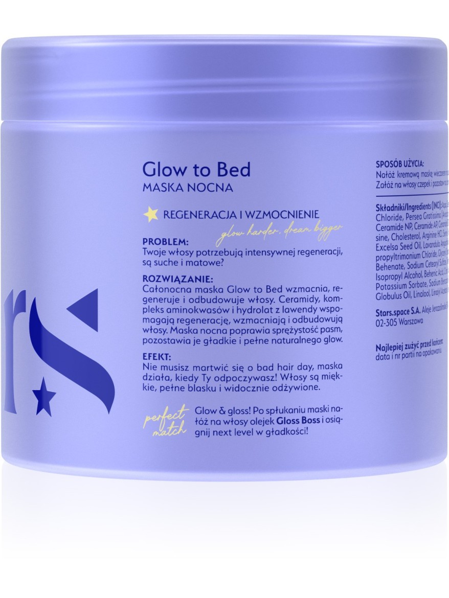Stars Maska nocna z czepkiem GLOW TO BED 200 ml