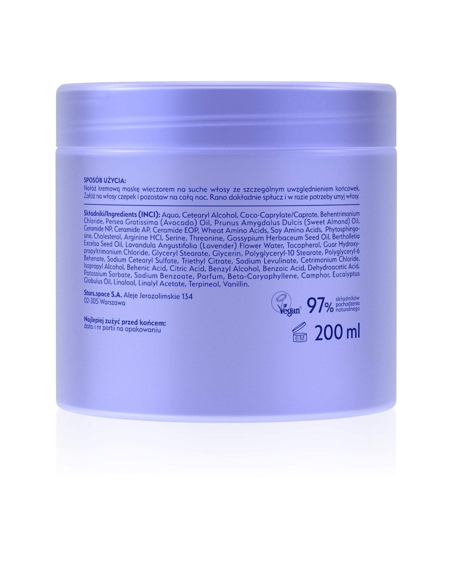 Stars Maska nocna z czepkiem GLOW TO BED 200 ml