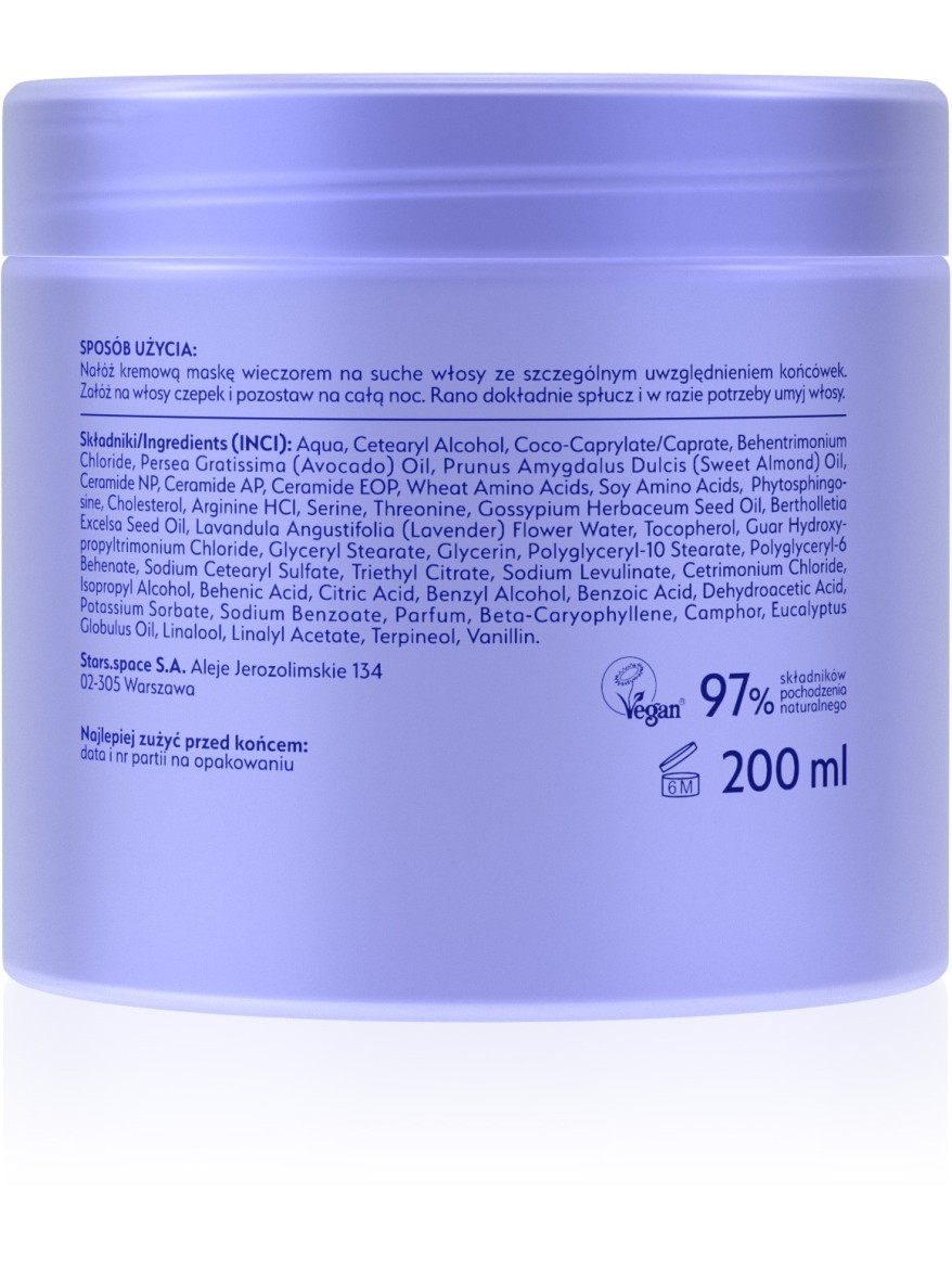 Stars Maska nocna z czepkiem GLOW TO BED 200 ml