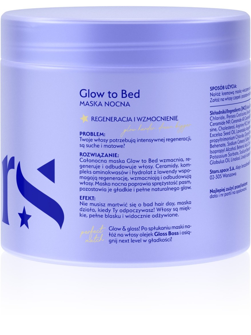 Stars Maska nocna z czepkiem GLOW TO BED 200 ml
