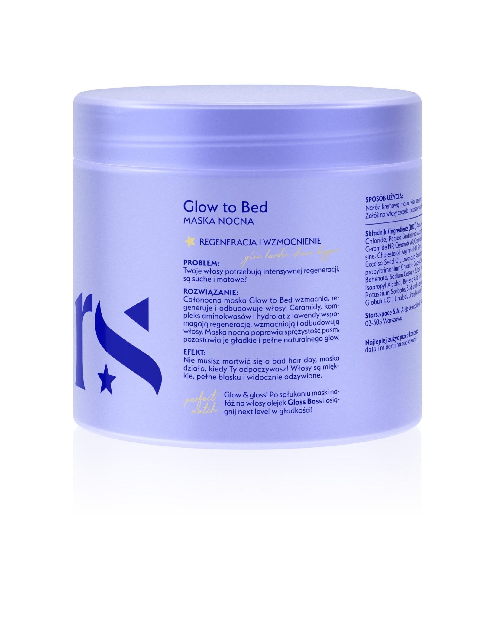 Stars Maska nocna z czepkiem GLOW TO BED 200 ml