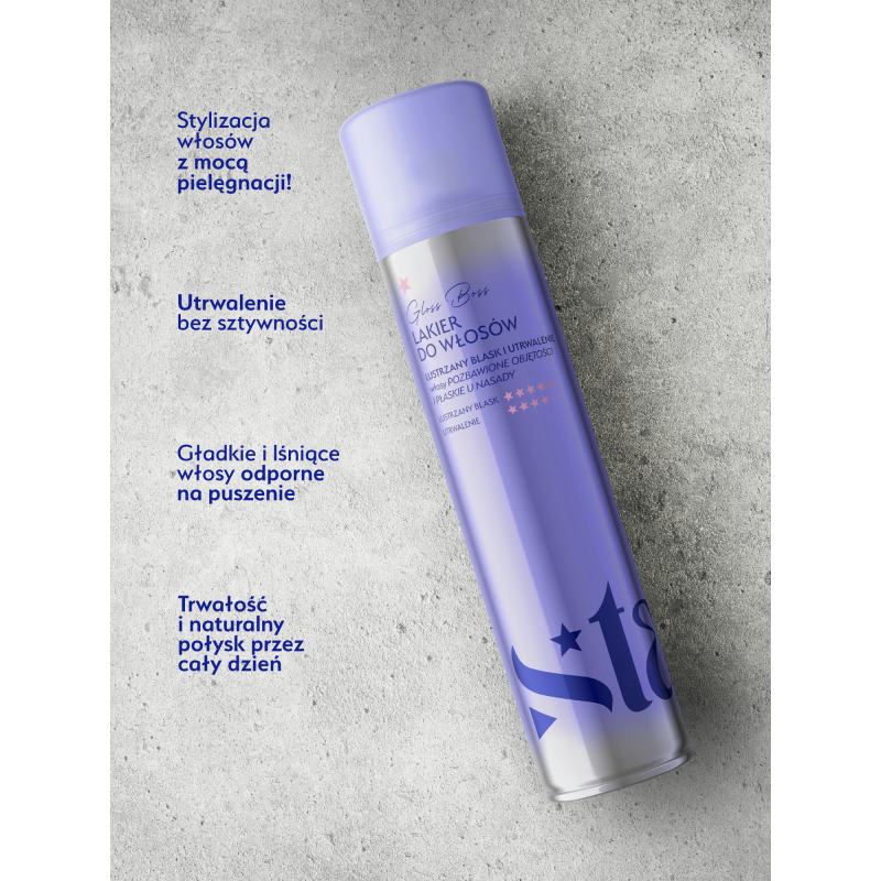 Stars Lakier do włosów z efektem super glossy GLOSS BOSS 300ml