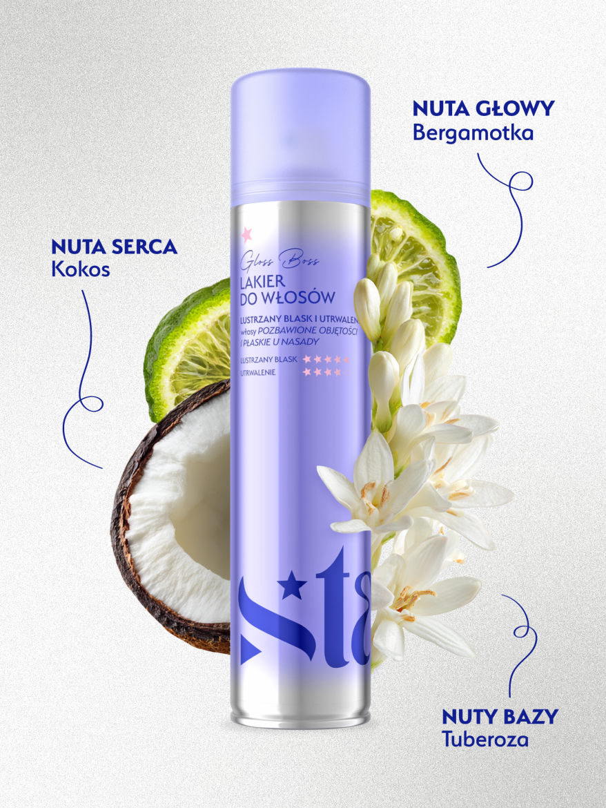 Stars Lakier do włosów z efektem super glossy GLOSS BOSS 300ml