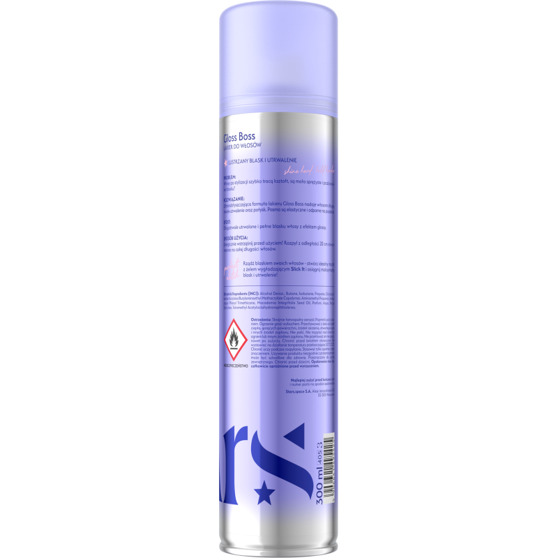 Stars Lakier do włosów z efektem super glossy GLOSS BOSS 300ml