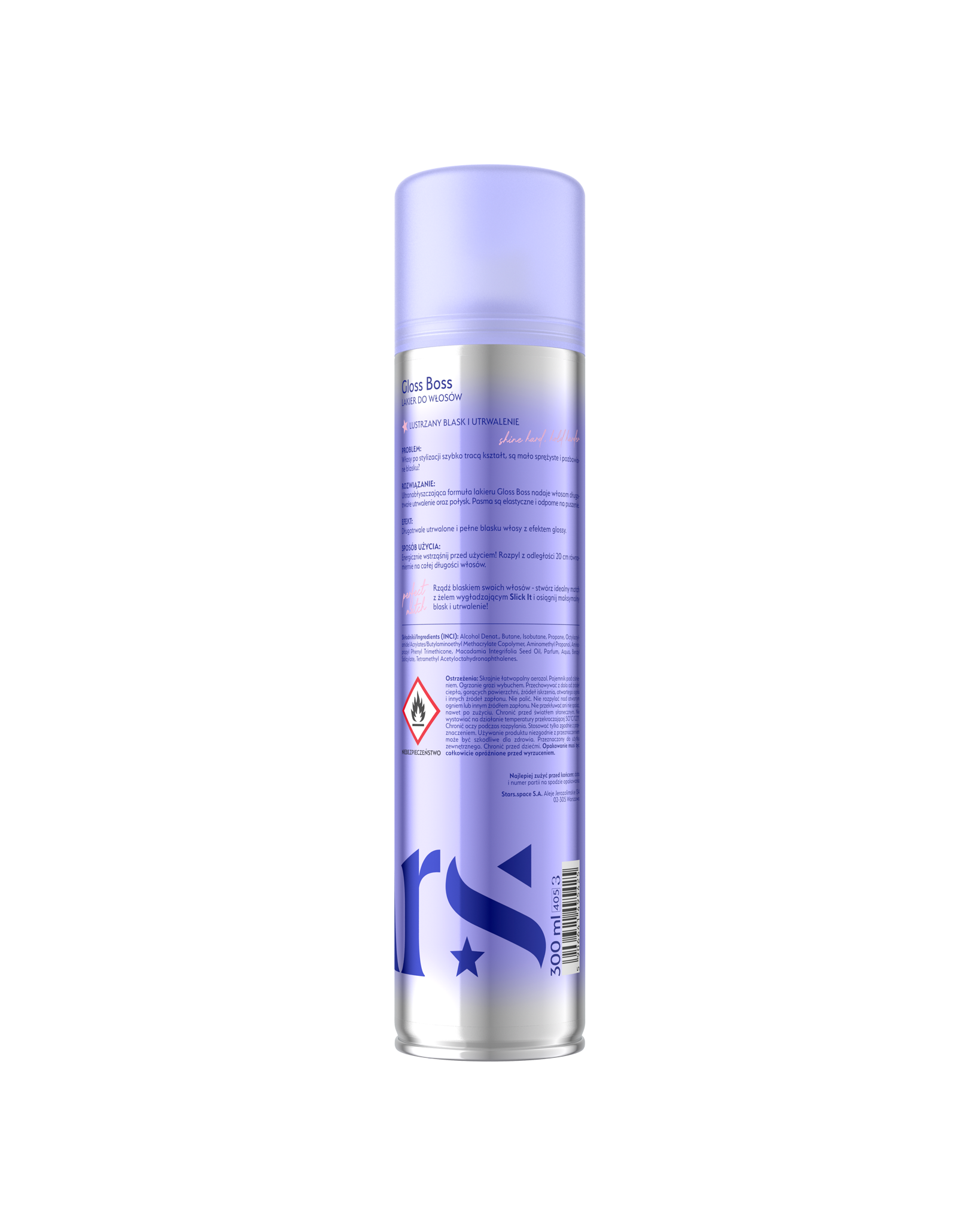 Stars Lakier do włosów z efektem super glossy GLOSS BOSS 300ml