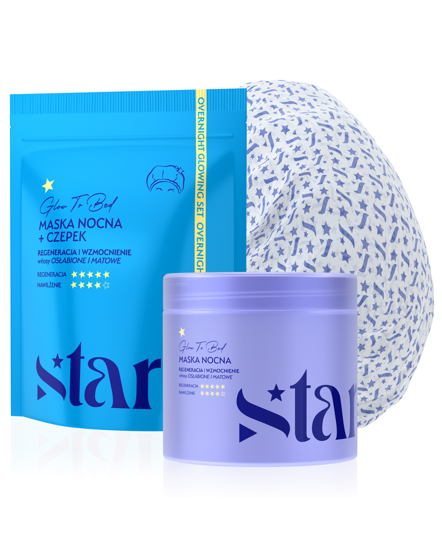 Stars Maska nocna z czepkiem GLOW TO BED 200 ml