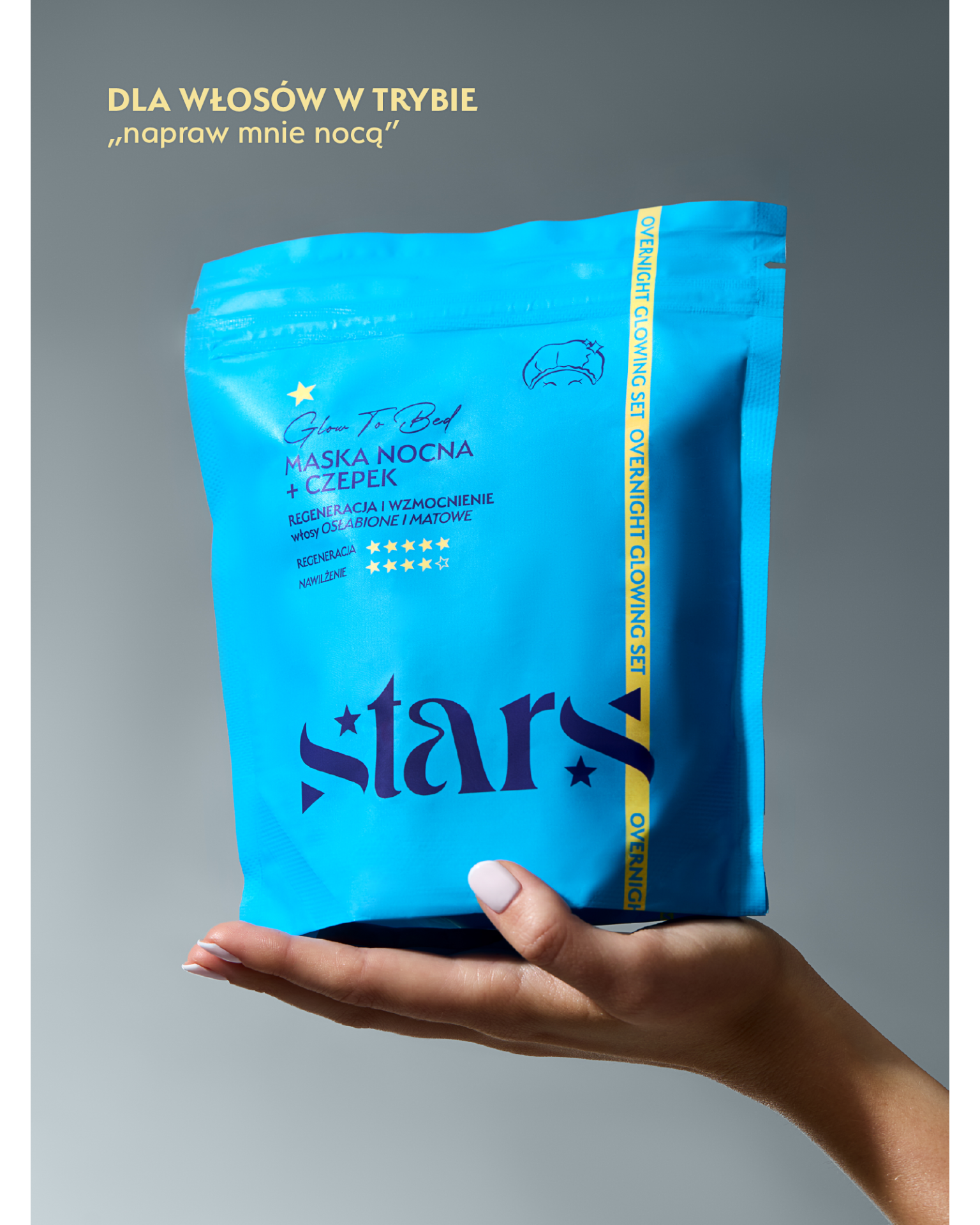 Stars Maska nocna z czepkiem GLOW TO BED 200 ml