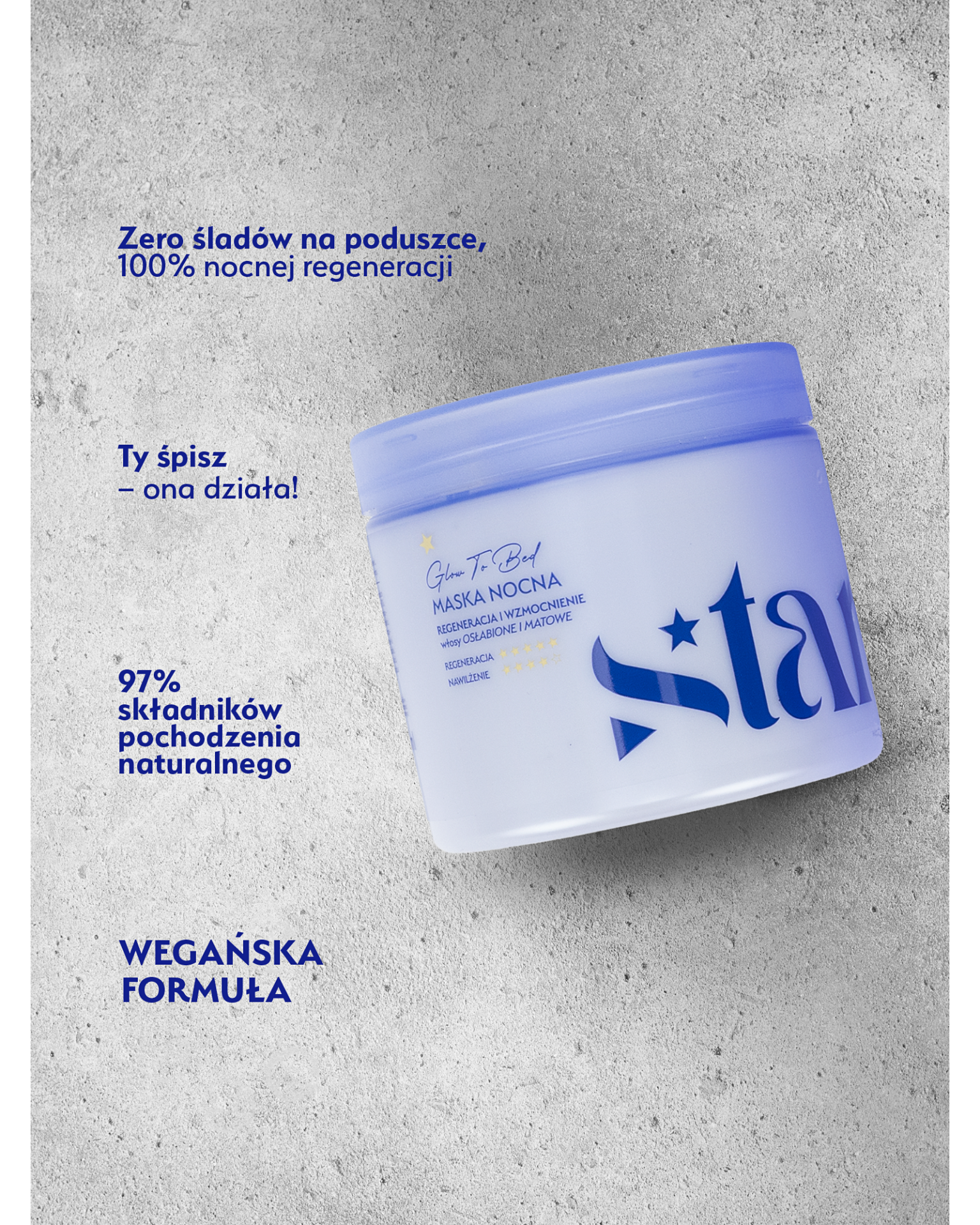 Stars Maska nocna z czepkiem GLOW TO BED 200 ml