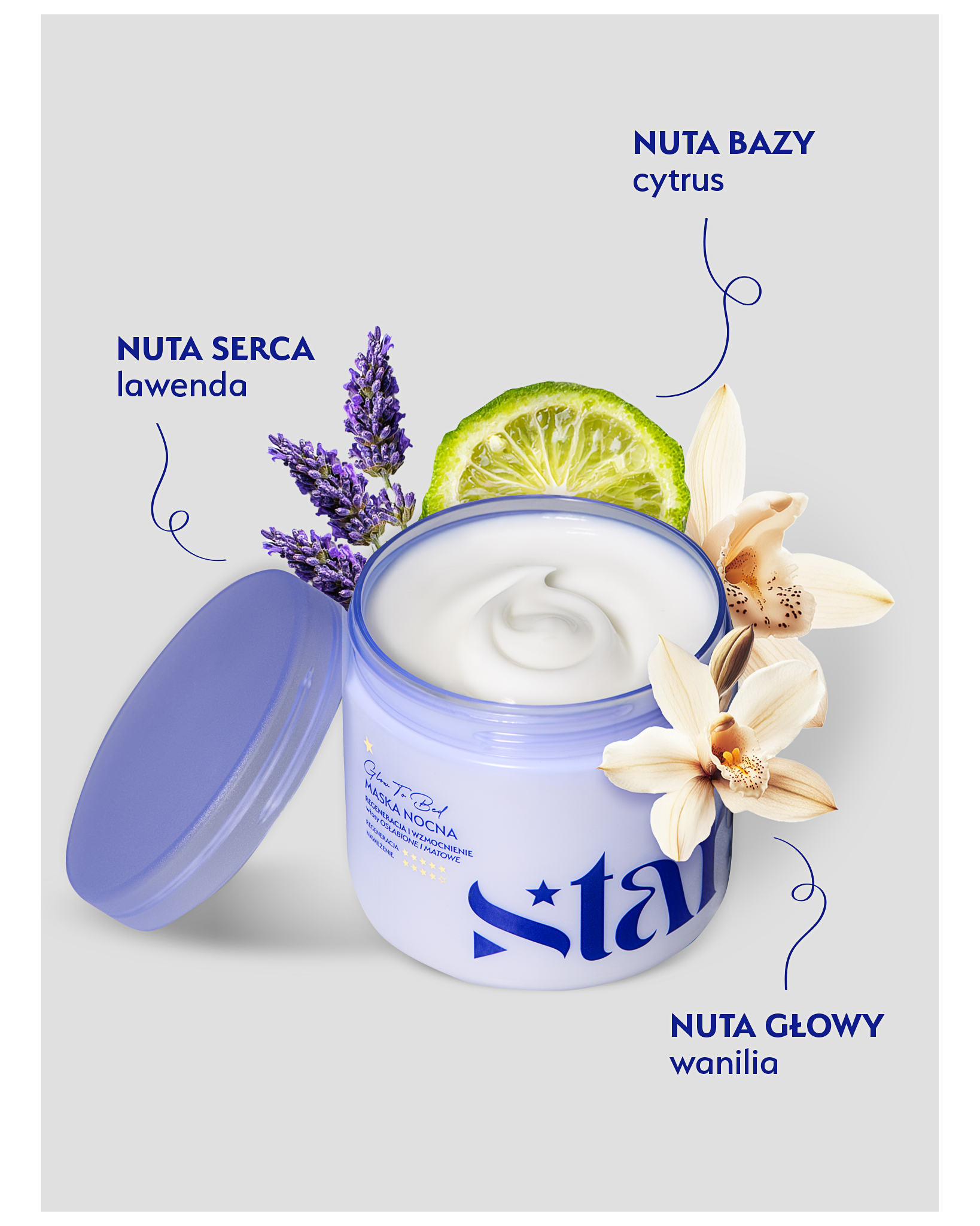 Stars Maska nocna z czepkiem GLOW TO BED 200 ml