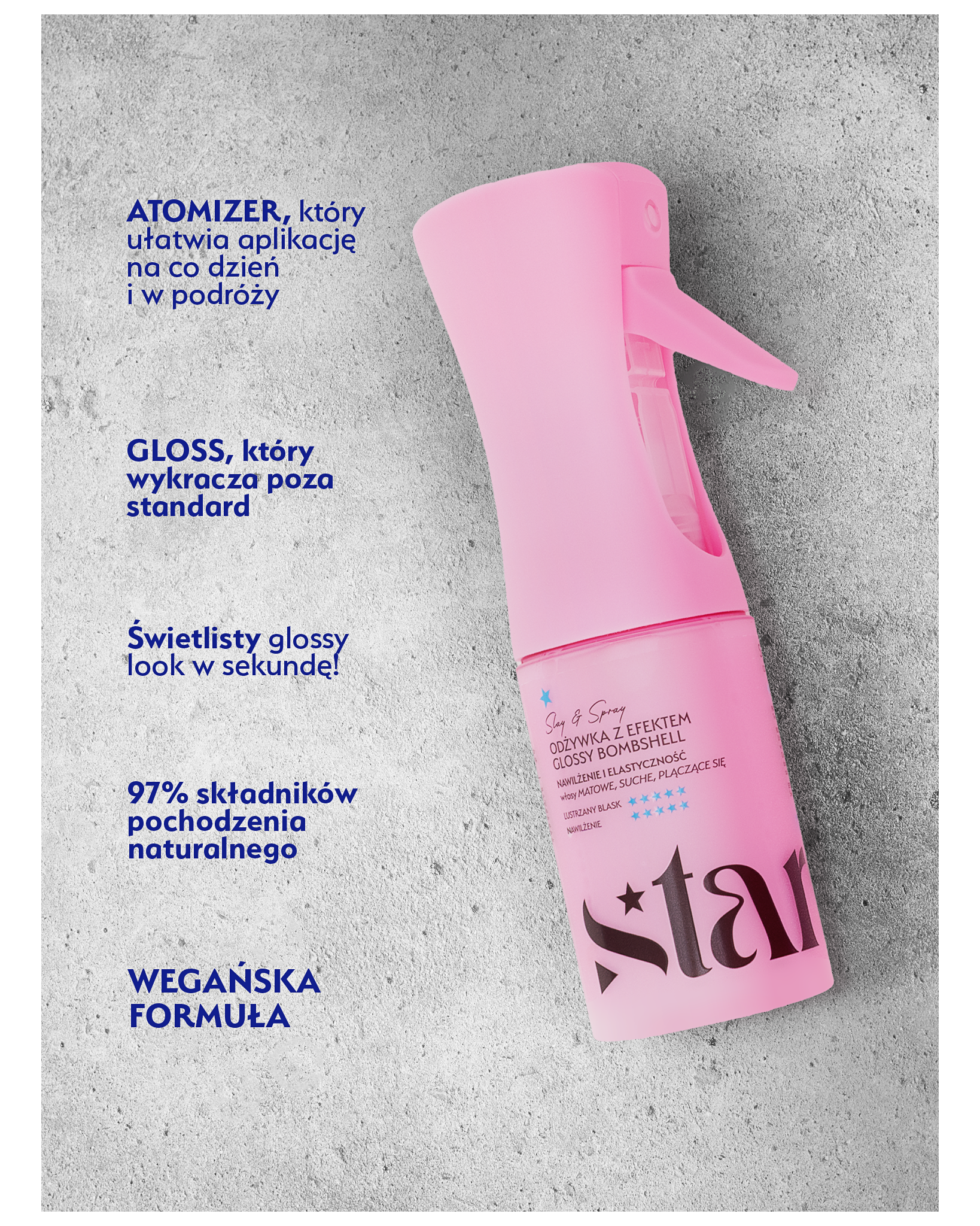 Stars Odżywka w sprayu z efektem glossy bombshell SLAY&SPRAY 150 ml