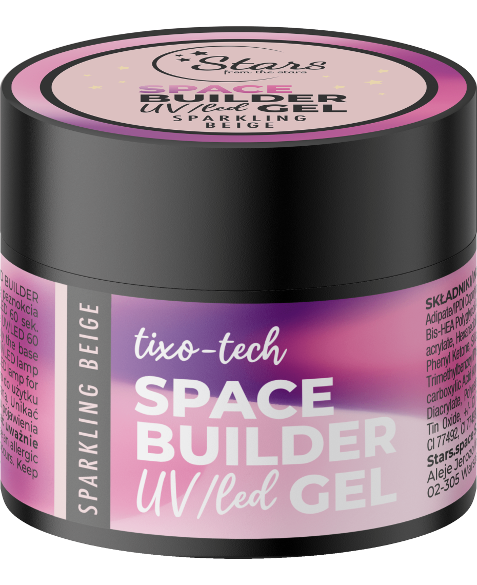 Stars from the Stars Żel budujący UV/LED do paznokci Space Builder Gel Sparkling Beige 12g