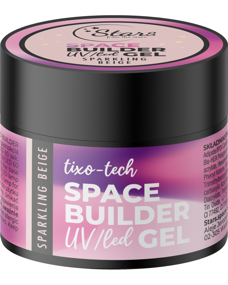 Stars from the Stars Żel budujący UV/LED do paznokci Space Builder Gel Sparkling Beige 12g