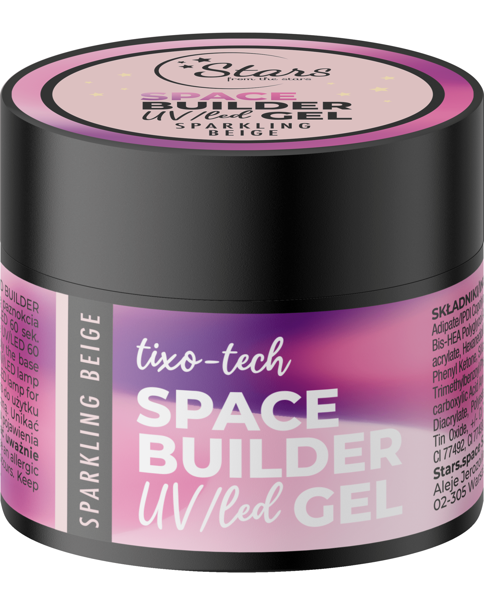Stars from the Stars Żel budujący UV/LED do paznokci Space Builder Gel Sparkling Beige 12g