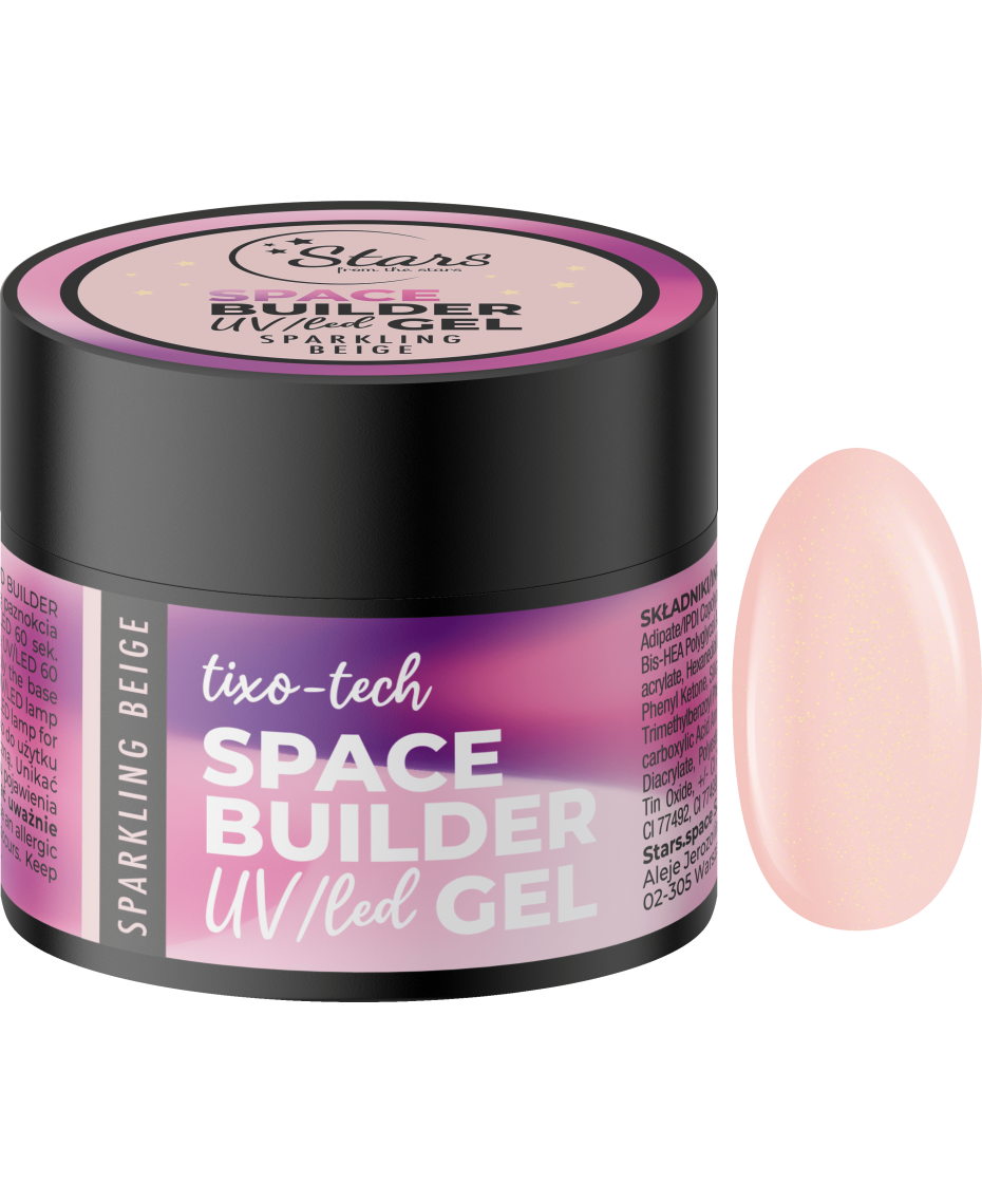 Stars from the Stars Żel budujący UV/LED do paznokci Space Builder Gel Sparkling Beige 12g