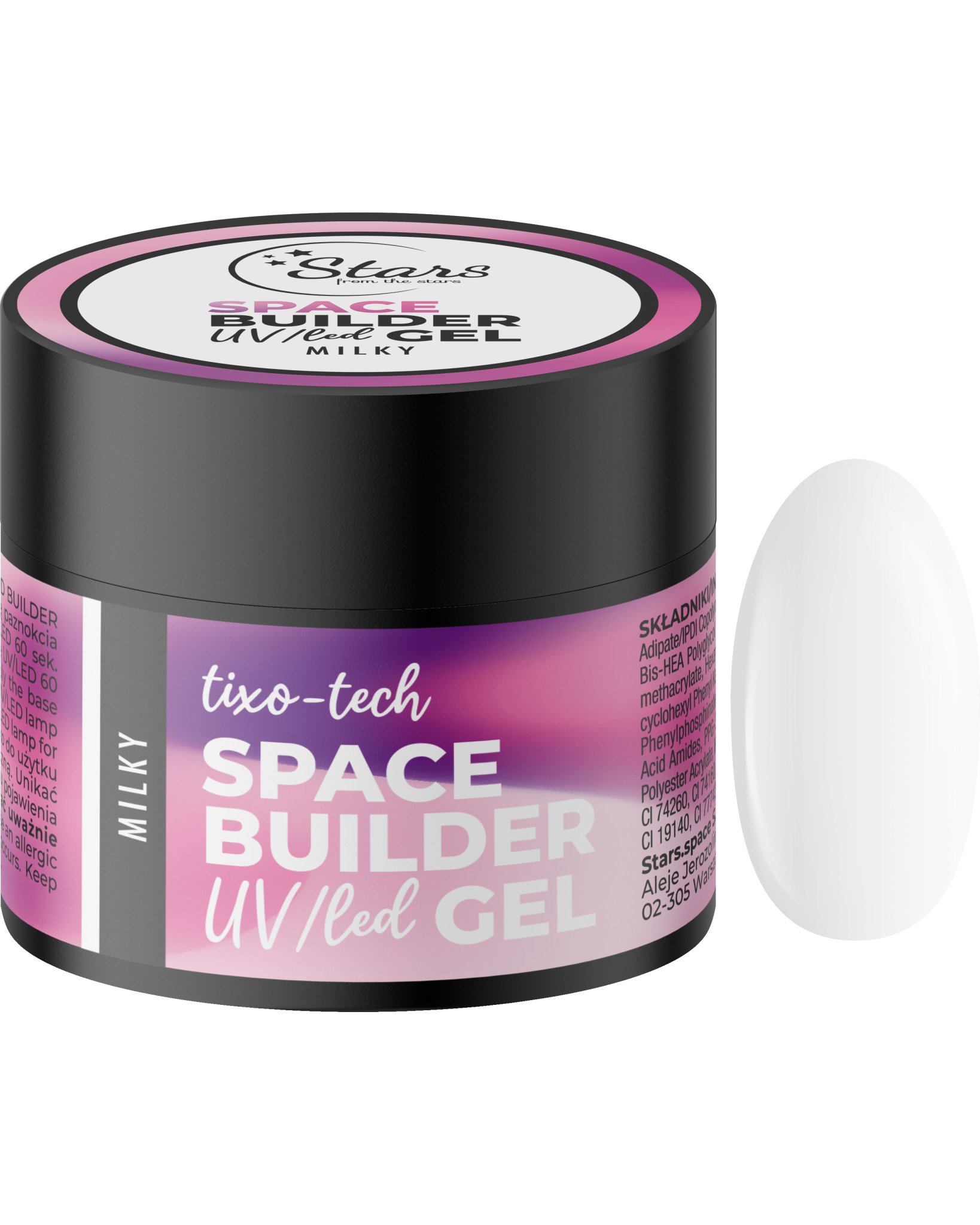 Stars from the Stars Żel budujący UV/LED do paznokci Space Builder Gel Milky 12g